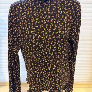 Old Navy Black Floral Long Sleeve Top